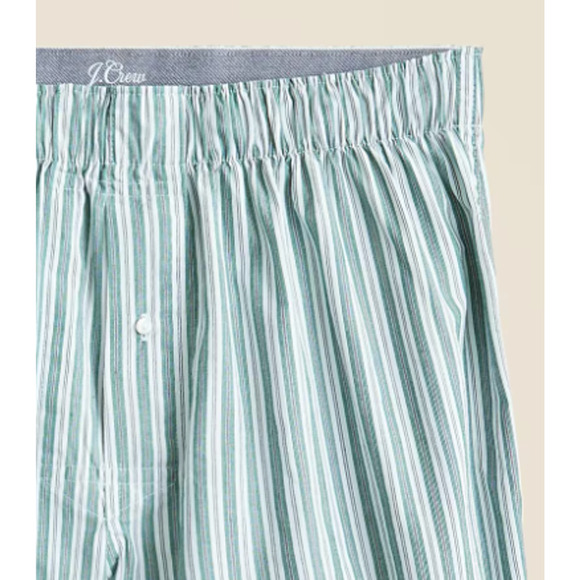 NWT J. Crew Patterned Boxers M Forest Green Stripe White BW438 J.Crew Mens - Picture 2 of 3
